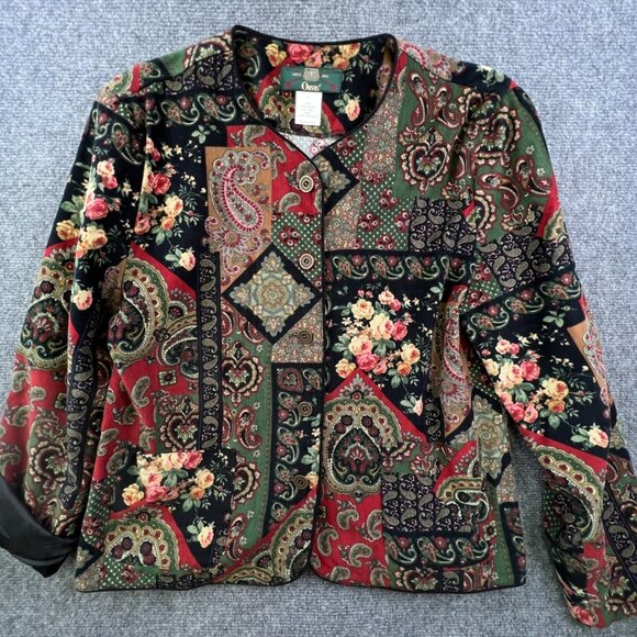 Orvis Sweaters - VTG USA ORVIS Women Fine Corduroy Sweater Button Up Size 12 Modal Cotton Paisley